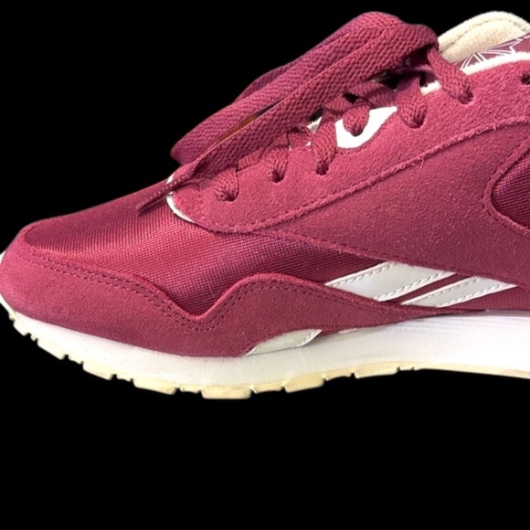 Reebok Classic Nylon Maroon and White (Dark Pink) Sneakers - Picture 10 of 11